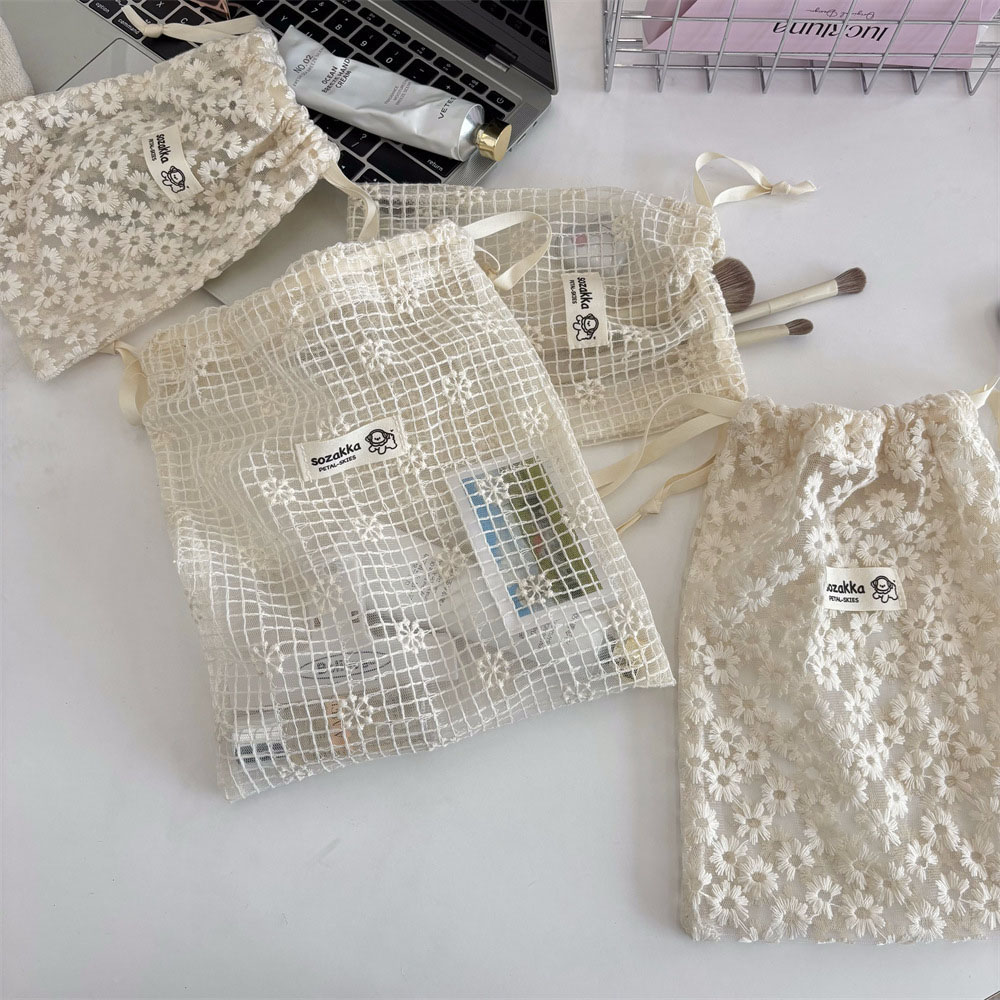 Lace Embroidered Daisy Mesh Dr - đánh giá và giá Cosmetic Bags